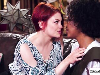 Black lesbo snatch licking large titties redhead girlfriend