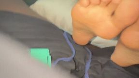 college girl face me footjob on couch