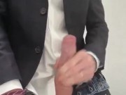 Manager at work wanking! Office toilet cumshot. Suit and jeans. Hot masturbation CAUGHT? Watch!