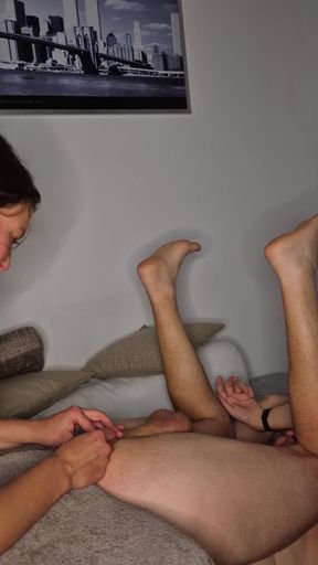 Prostate massage fucking his ass pouring milk into his ass   Clip 3