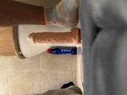 Young Black Bottom Stretches and Fucks Ass With 8 Inch Dildo