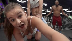 Cheating College-aged Caught Having Sneaky Sex in the Gym by Her BF!