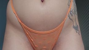 Pumped pussy pissing in sheer panties