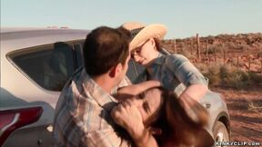 Couple anal sex bound bitch in desert