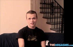 Handsome cute Holden shares his cock stroking and sexy feet with the guys