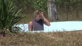 Exclusive video Bareback: Hot sex in the pool with a blond boy and his friend