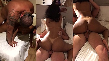 Esposa hotwife fala para o marido corno “ Eu vou gozar no pau do macho”, corno fica louco de tesao ao ouvir isso. Corno toca no pau do comedor, coloca gel lubrificante e coloca na buceta d