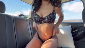 I have some naughty fun in the backseat of my car... I suck on my dildo and then jump on top for u to watch me from behind. FULL 10 min solo public vid!!!