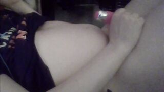 Behind the sequences: trans nymph filming herself using magic wand until she ejaculations and spunks