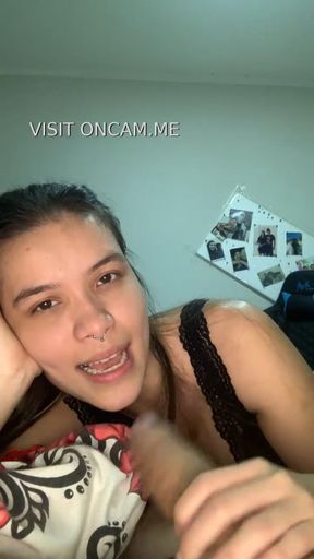 Little Brazilian **** Sucking Dick on Cam
