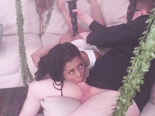 Ramrod hungry S&M sub Kira Noire piddle fetish black sucks off her lord