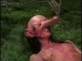 Big Pussy Blonde Chick Outside Hardcore Slammed by Long Nose Creature