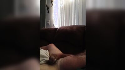 Amateur bear is filming himself as stroking his hard willy