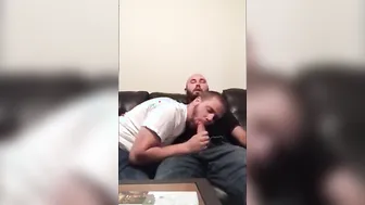 Daddy Bear Gives Bareback Blowjob to Twink