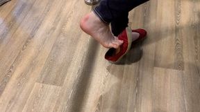 Dipping Red Flats in Swedish Home Store Cafe - Candid Shoeplay