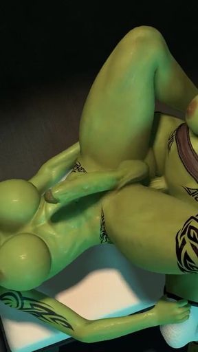 Thrilling moment from &quot;Threesome with Three Horny Shemale Space Orcs&quot;