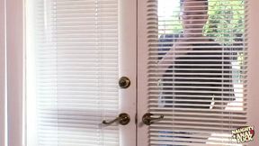Blonde housesitter caught doing anal leads to DP threesome