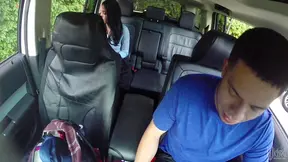 Seductress Brunette Lures Taxi Driver Into Steamy Backseat Fuckfest