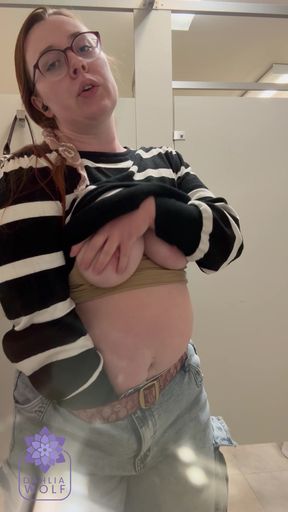 She Just Had to Touch Her Pussy!! Naughty Public Bathroom Masturbation