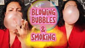 Smokey Bubbles - Your Bubble Gum Goddess Malory Blows Shiny Bubbles & Teases with Mouth Sounds - Satin, Smoke & Slow Chewing - ASMR WITH Faint Music - Bubble Blowing Taboo