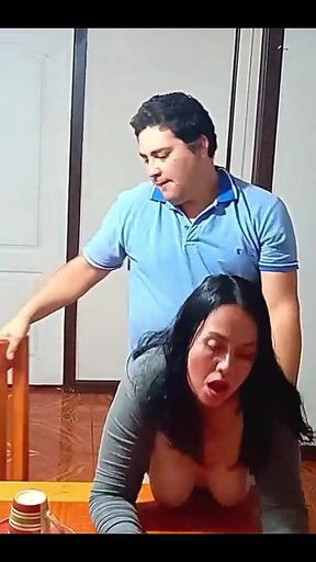 Sex Before Breakfast on the Dining Table with a Stepmother Taken by Surprise