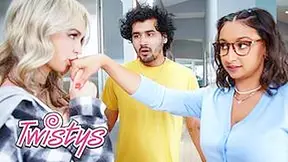 Tosses Her Bf Outside To Show How Good Are Her Licking Skills With Lilly Bell And Hailey Rose