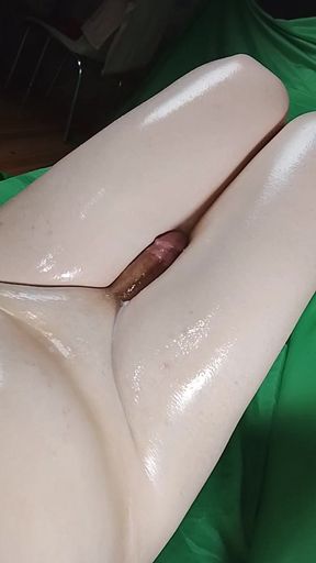 Pair of Oiled Feminine Legs Sweet Sissy Dick Masturbating Pretty Attractive