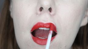 Lining My Lips, Putting on Red Lip Gloss, and Opening Wide to Show You How I Make My Uvula Move :) WMV