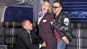 Two men fucked awesome stewardesses Tanya Tate and Veronica Avluv