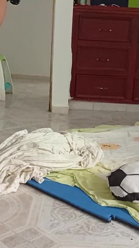 Powerful moment from "Chubby mom records herself and sends me a video doing cleaning in a thong"