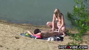 ”Massive Butt Blond Rides His Dick On The Beach”