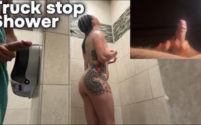 Truck Stop Jerking off Shower He Didn't Have Sex 3 Months Destroyed