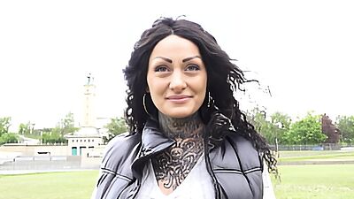 GERMAN SCOUT - First Anal Sex for Big Tits Tattoo Model Mia Roux at Pickup Casting