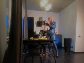 Strapon Lesbian and Latex Rubber Home Fun