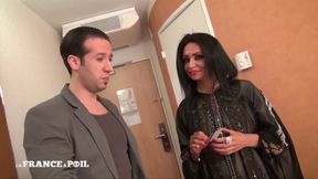 Hot Brunette with Hairy Pussy Gets Pissed on