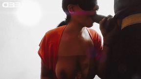 BLINDFOLD BLOWJOB BIG DICK SUCK COSPLAY PEACH DRESS SLIM SKINNY