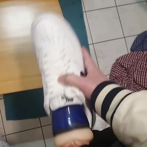 Jock fucks his sneakers with Fleshlight