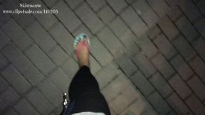 Late night ride in pink flip flops