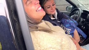 Desperate Ride Share turns into busty tit-sucking payment