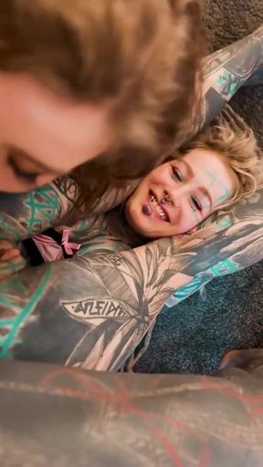2 Tattooed Girls POV Threesome Anal and ATM   Clip 1