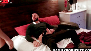 Stepdad goes all in on oral sex with teenage daughter