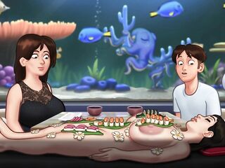 Summertime Saga - Breasty Stepmom gets rammed by a large dong after a romantic date