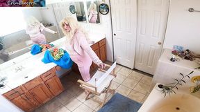 Stepson caught on camera helping stepmom dress in the bathroom &mdash;  intense and explicit