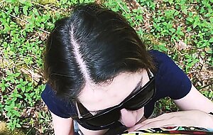 Babbylittle, slobbery bj in the forest to an unknown guy