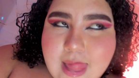 Insatiable BBW: Deep throat and huge tits with an XXL dildo.