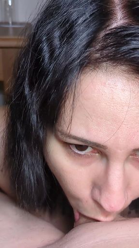 Ordered Goth Girl Gives Deepthroat Blowjob in Hotel Room