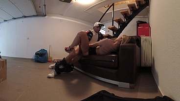 Hot blonde fucked hard in a garage