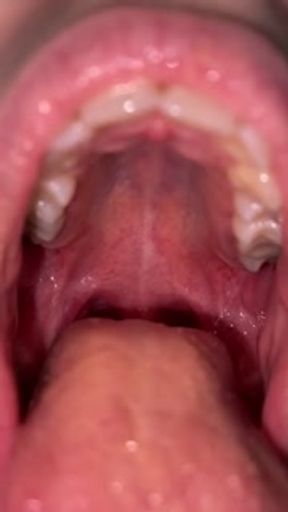 Candy gagging. Xmas underwear. Uvula show