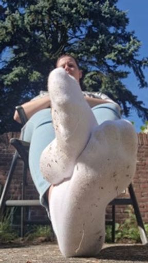 Show off my white ankle socks to tease you on your day today.