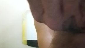 Italian stud wanks big cock in public shower